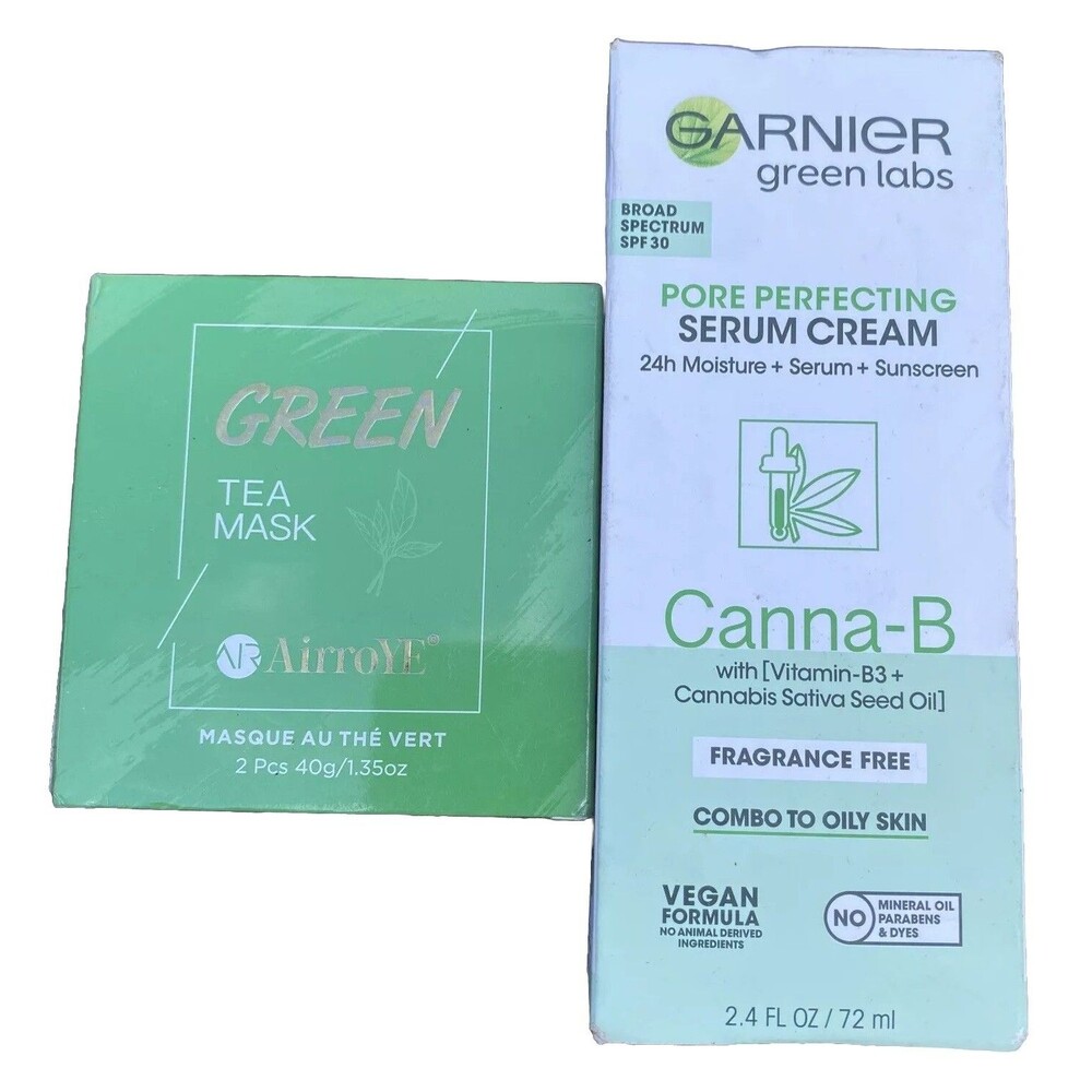 Garnier Green Labs Canna-B Pore Perfecting Serum Cream SPF 30 Green Tea Mask